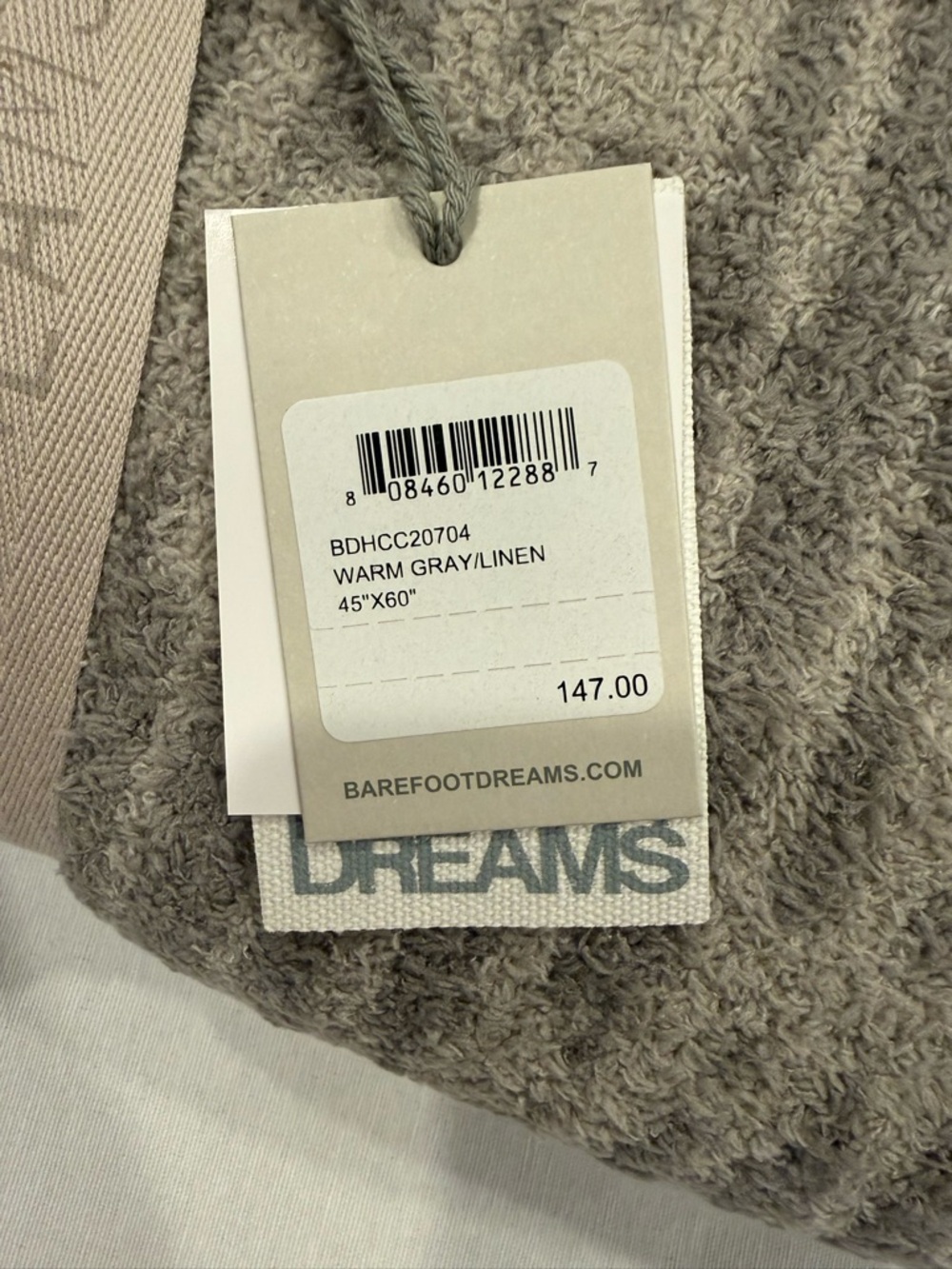Barefoot Dreams CozyChic IKAT Blanket Gray Linen 45x60 NWT - Picture 5 of 6